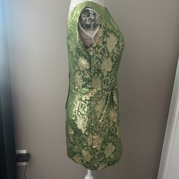 Vintage 1960 Brocade Mini Dress S/M **Audrey Hepburn Style ** - Picture 3 of 5